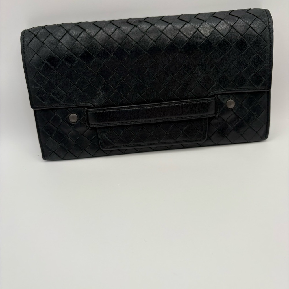 Bottega Veneta Intrecciato Leather Flap Wallet dark navy Wallet-unique - Picture 12 of 13